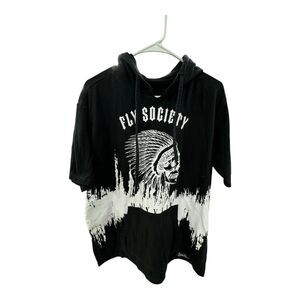 Chief Skull Headress Hoodie Native American Black Sweatshirt Large?